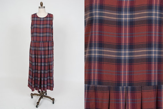 vintage laura ashley plaid jumper dress vintage 9… - image 1