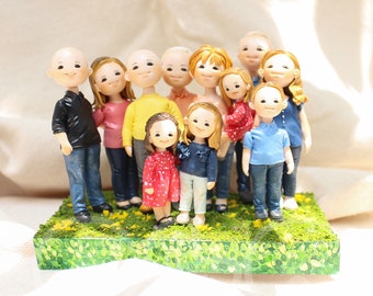 Handmade Customized Gift, My big lovely family, custom clay figures from your photos, personal present, custom gift