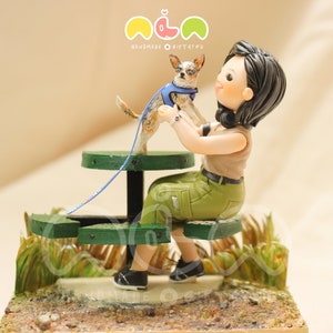 Me and my puppy, custom gift, custom clay figures from your photos, personal present, chibi gift box, handmadegifts