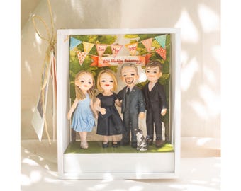 Benutzerdefinierte Ton Familie Portrait Diorama, personalisierte Fotoskulptur Geschenk