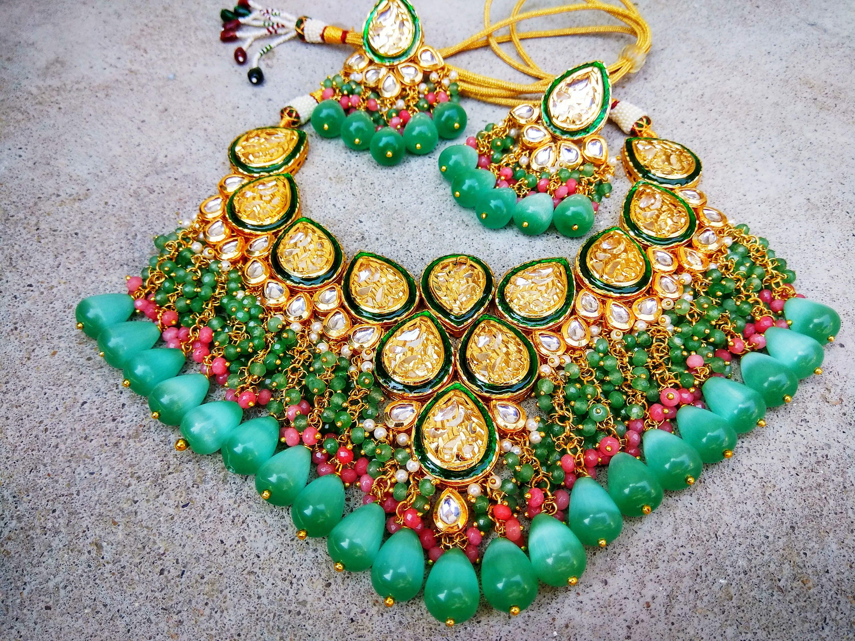 Kundan Meena set green kundan bridal set kundan bridal Etsy
