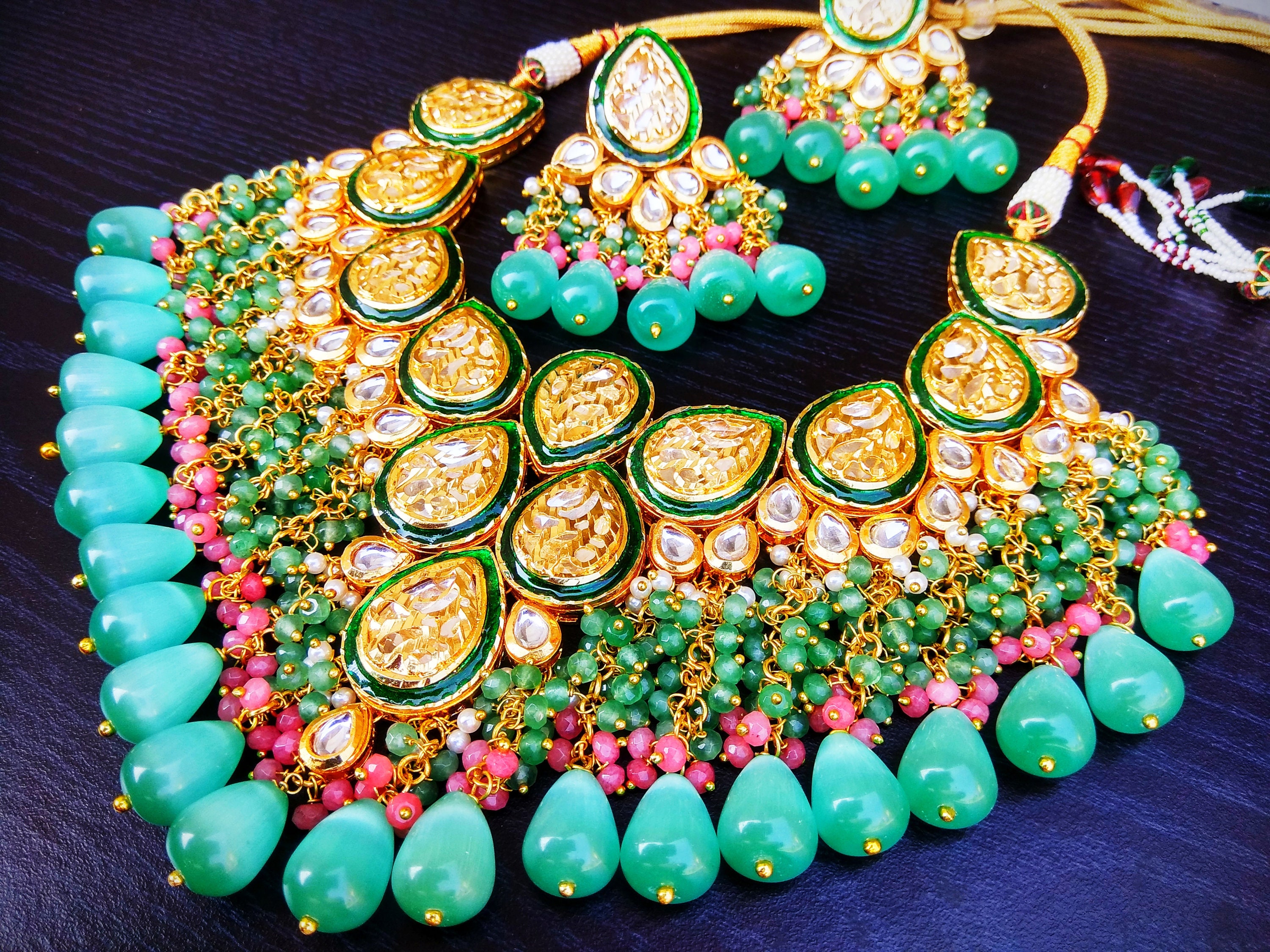 Kundan Meena set green kundan bridal set kundan bridal Etsy