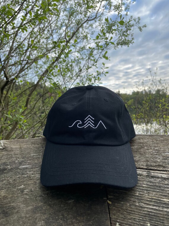 Get Outside Unisex Adventure Dad Hat, Wave, Mountain \u0026 Tree Embroidered Hat, Unisex Adventure Cap