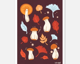 Bright Woodland Mushrooms Art Print – Playful Kids Room & Nursery Decor