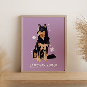 Lapponian Herder | Digital Art Print Download | A3 Printable | Dog Breed Art Print