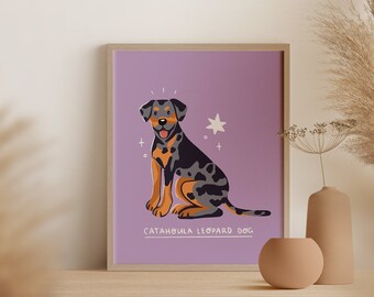 Catahoula Leopard Dog Art Print: Colorful Dog Breed Illustration (Digital Download)