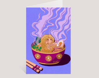 Ramen Lover Greeting Card | Cute Foodie Illustrated Blank Art