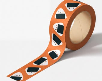 Orange Onigiri Washi Tape | Cute Rice Ball Kawaii Food Art | Journaling & Planner