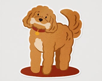 Cute Doodle with Bone Vinyl Sticker | Waterproof Hand-illustrated Dog Lover Art