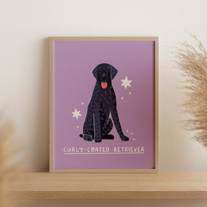 Curly Coated Retriever / Digital Art Print Download / A3 Printable / Dog Breed Art Print