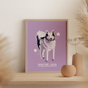 Yakutian Laika | Digital Art Print Download | A3 Printable | Dog Breed Art Print