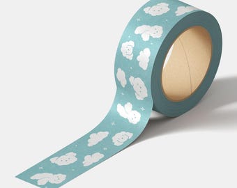 Cloud Animals Washi Tape | Cute Sky Blue Illustrated Art | Journaling & Scrapbooking