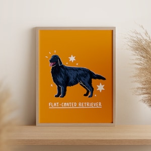 Flat Coated Retriever / Digital Art Print Download / A3 Printable / Dog Breed Art Print