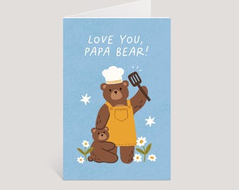 Love You Papa Bear Greeting Card | Cute Hand-Illustrated Father’s Day Art