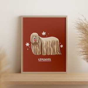 Komondor / Descarga de impresión de arte digital / A3 imprimible / Impresión artística de raza de perro