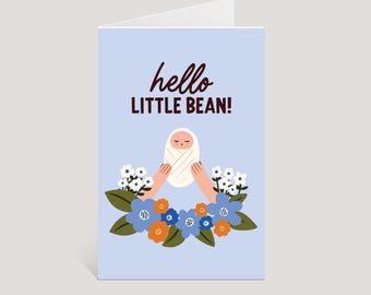 Hello Little Bean Greeting Card | Cute Hand-Illustrated New Baby Art