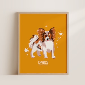 Papillon / Stampa d'arte digitale personalizzata Download / A3 Stampabile / Dog Art Print