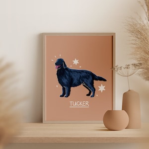 Flat Coated Retriever | Personalised Digital Art Print Download | A3 Printable | Dog Art Print