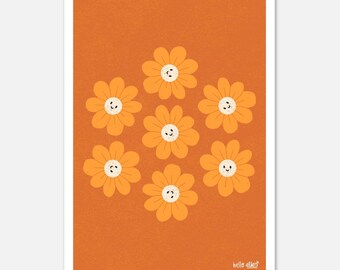 Kunstdruck in leuchtenden Orange- und Gelbtönen für fröhliche Blumen