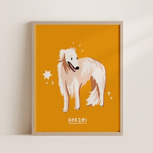 Borzoi | Digital Art Print Download | A3 Printable | Dog Breed Art Print