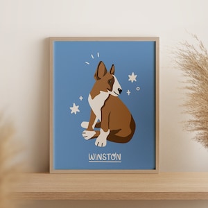 Bull Terrier | Personalised Digital Art Print Download | A3 Printable | Dog Art Print