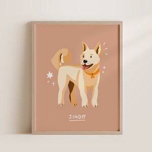 Jindo | Digital Art Print Download | A3 Printable | Dog Breed Art Print