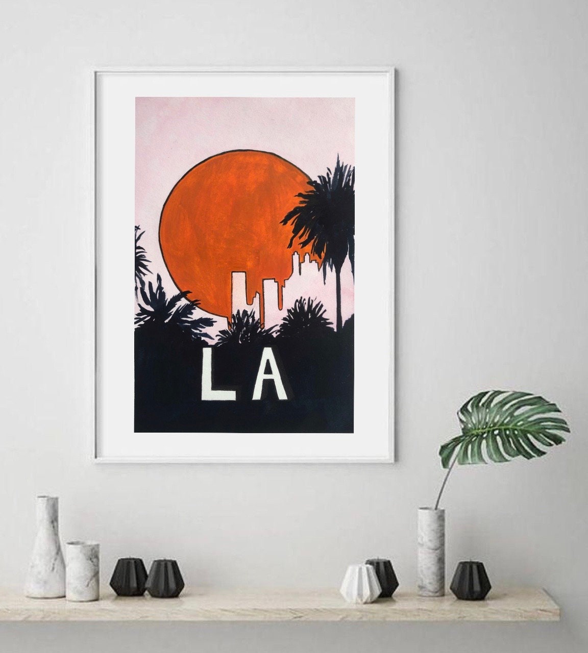Original LA Wall Art Los Angeles Watercolour Painting Etsy