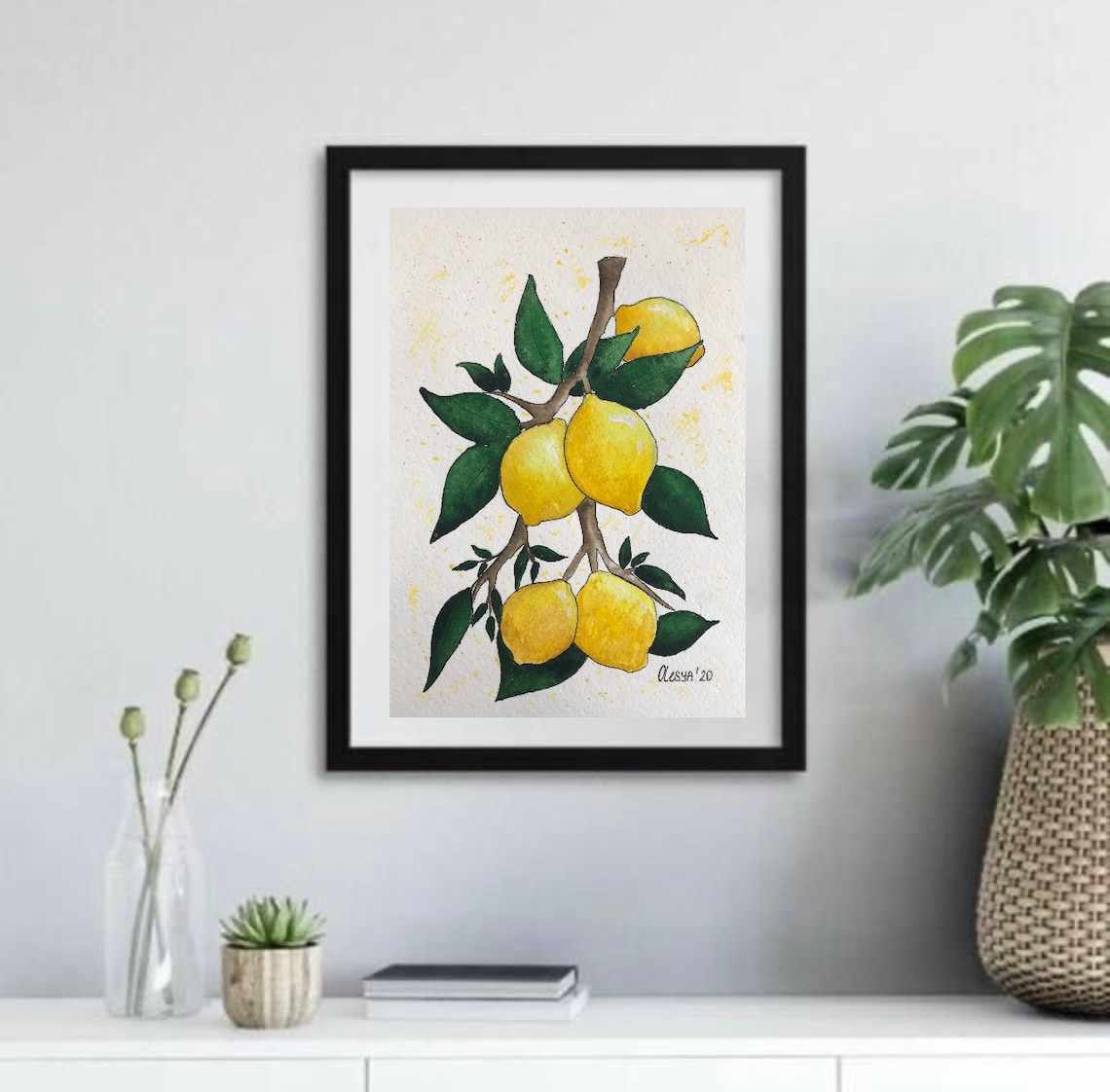 Lemon Watercolour Art Citrus Wall Art Lemon Tree Painting | Etsy