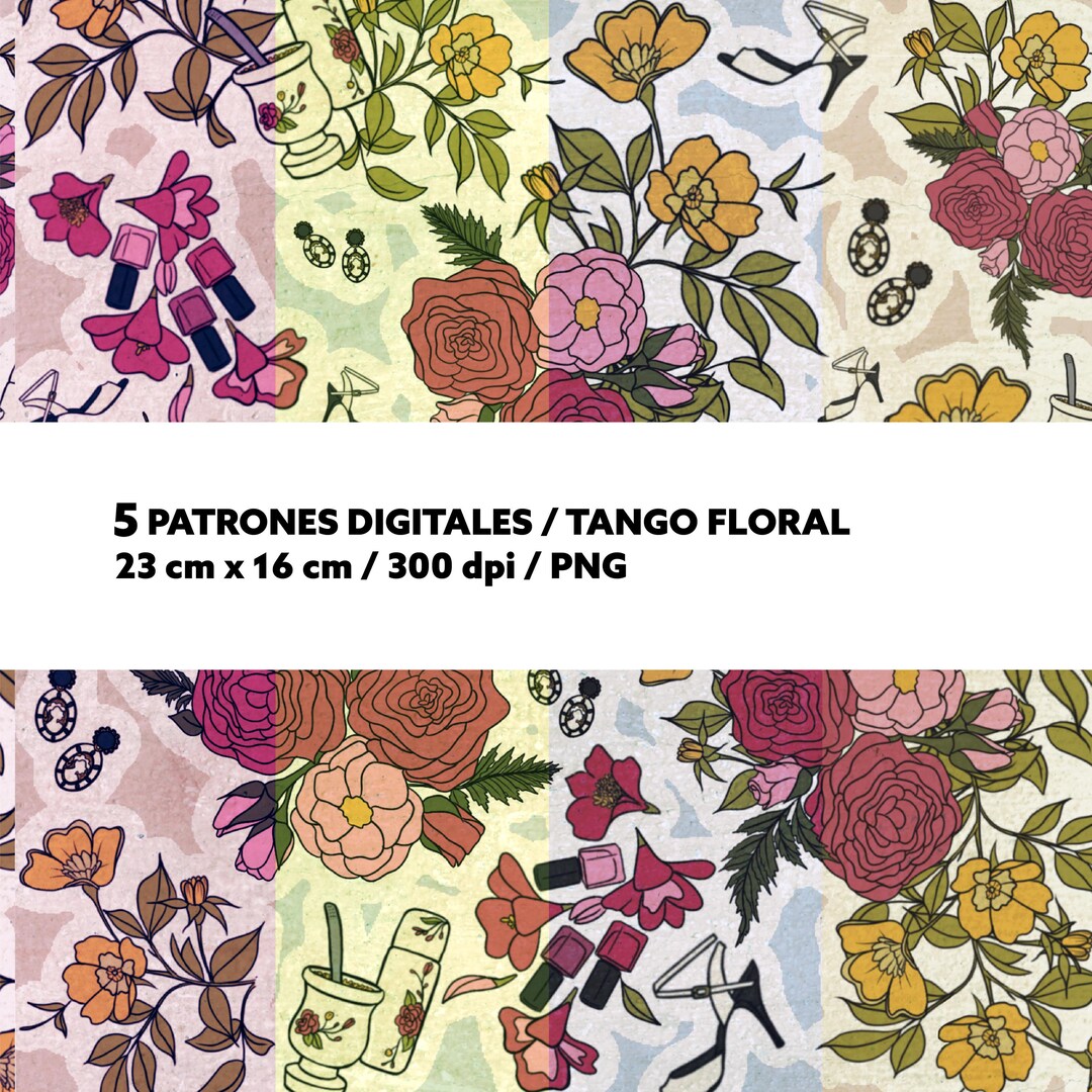 Pattern Tango 5 PNG Digital Patterns / Tango Floral Elements / 23 X 16 Cm at 300 Dpi ...