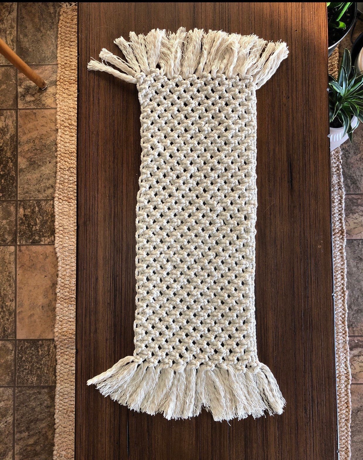 Macrame Ivory Table Runner Farmhouse and Bohemian Style Etsy