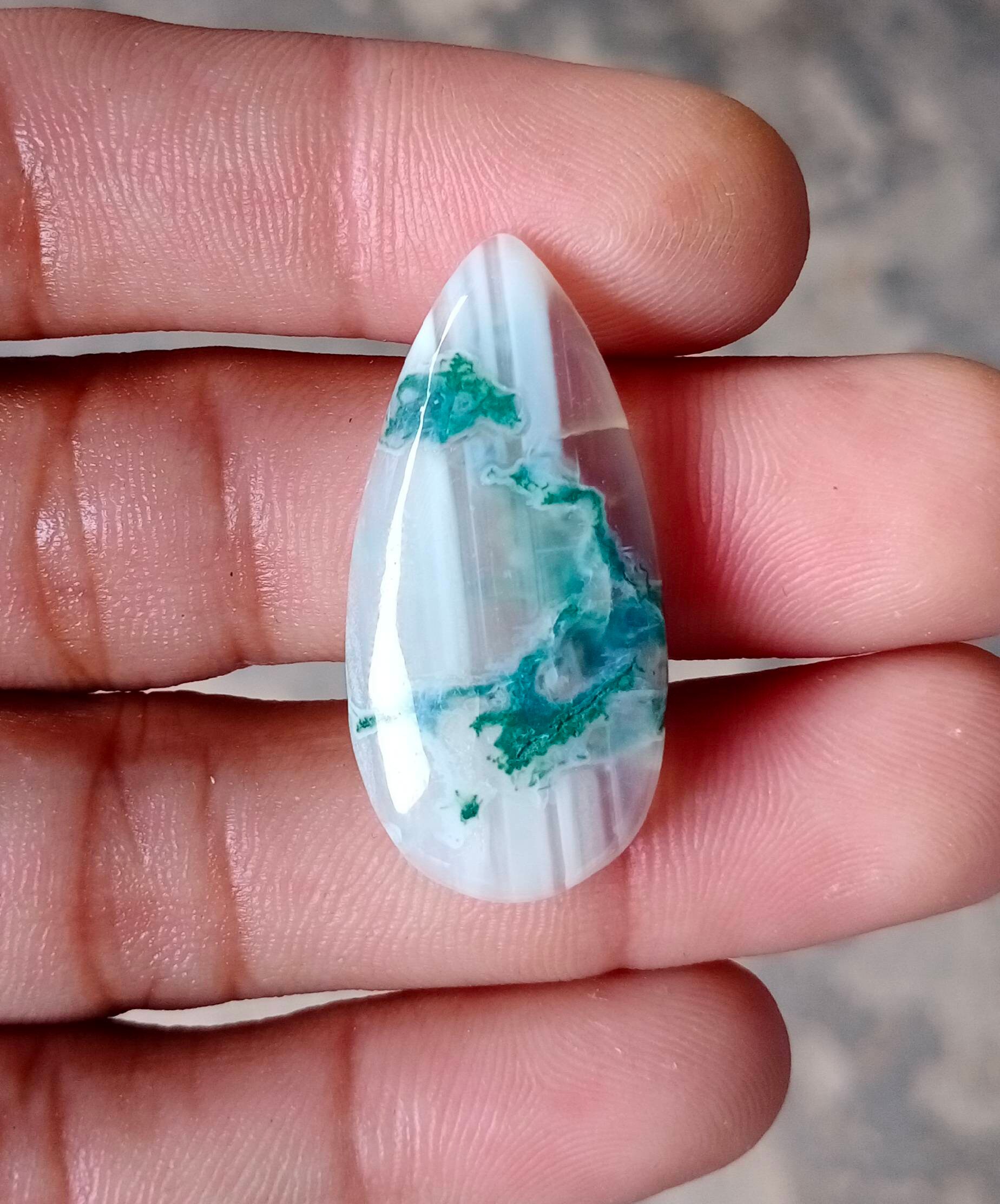 Natural Moss agate cabochon jewellery 34x16 25.45 cts... | Etsy