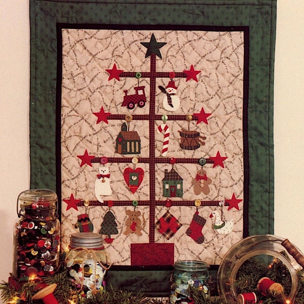 1993 Trim-A-Tree kerstboom quilt Wandhangende quilt in een dag Debbie Mumm Instant Download PDF digitaal boekje Vakantiequilt E-patroon