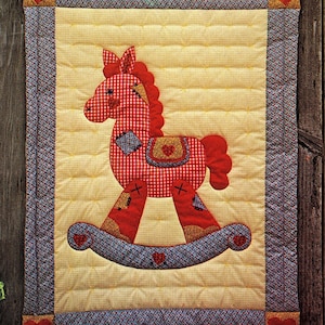 1979 Rocky Horse Quilt Wall Hanging Gingham Goose Quilt Pattern Design Quilt Pattern Instant Download PDF Digital Booklet E-Pattern