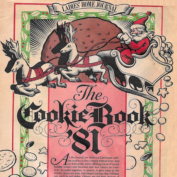 1981 The Cookie Book ’81 Ladies Home Journal Tear-out Holiday Recipes Loretta Lynn Crisco Santa Elves  INSTANT PDF DOWNLOAD