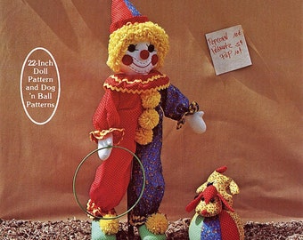 1980 Crackers the Clown and His Trick Dog Jack Gingham Goose Dolls