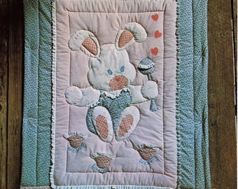 1980 Hunny Bunny Quilt Wall Hanging Gingham Goose Quilt Pattern Design Quilt Pattern Instant Download PDF Digital Booklet E-Pattern