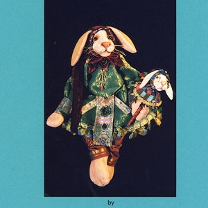Renaissance Rabbit Doll Pattern Medieval Jester Puppet Instant Download Digital Booklet E-pattern