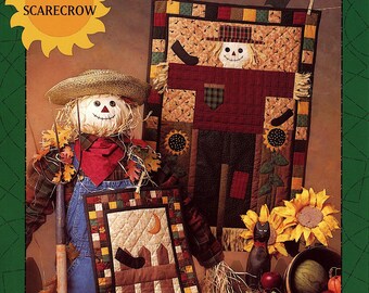 1994 Harvest Scarecrow Debbie Mumm Wallhanging Quilt Design Log Cabin Quilt Pattern Appliqué Quilt Instant Download PDF Digital E-pattern