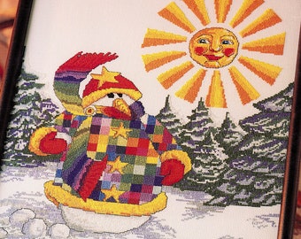 StitchWorld Patchwork Boneco de Neve Ponto Cruz Contado - Desenho de Vickey Macky - Download Instantâneo - Folheto Digital - Padrão para as Festas de Natal