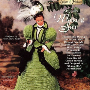 1995 1890s Abigails Walking Suit Crochet Doll Clothes Victorian Doll Crochet Pattern Fashion Doll Instant Download Digital Booklet E-Pattern