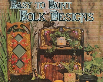 1974 Easy To Paint Folk Designs DIY 1970s Decor Instant Download PDF Digital Booklet Paint Patterns Folk Art