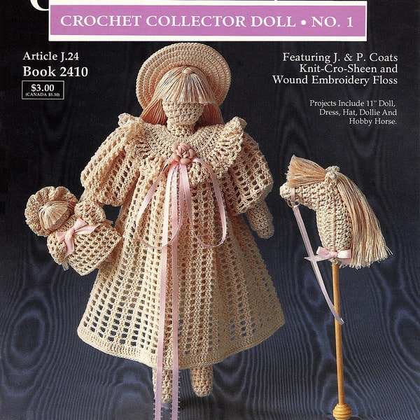 1991 Victorian School Girl Crochet Doll JP Coats Collector Doll #1 Crochet Patterns Fashion Dolls Instant Download Digital Booklet E-Pattern