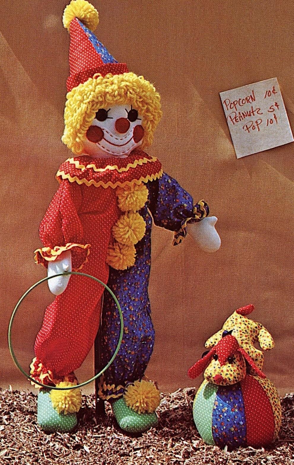1980 Crackers the Clown and His Trick Dog Jack Gingham Goose Dolls