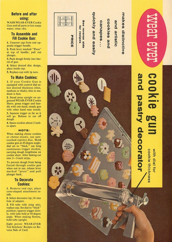 1960s Wear Ever Cookie Gun 8 Recipe Sheet Instant PDF DOWNLOAD Baking