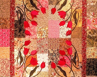 1999 Tulip Wreath Quilt Sew Be It Design Quilt Pattern Instant Download PDF Digital Booklet Spring Flowers Quilt Designs E-pattern