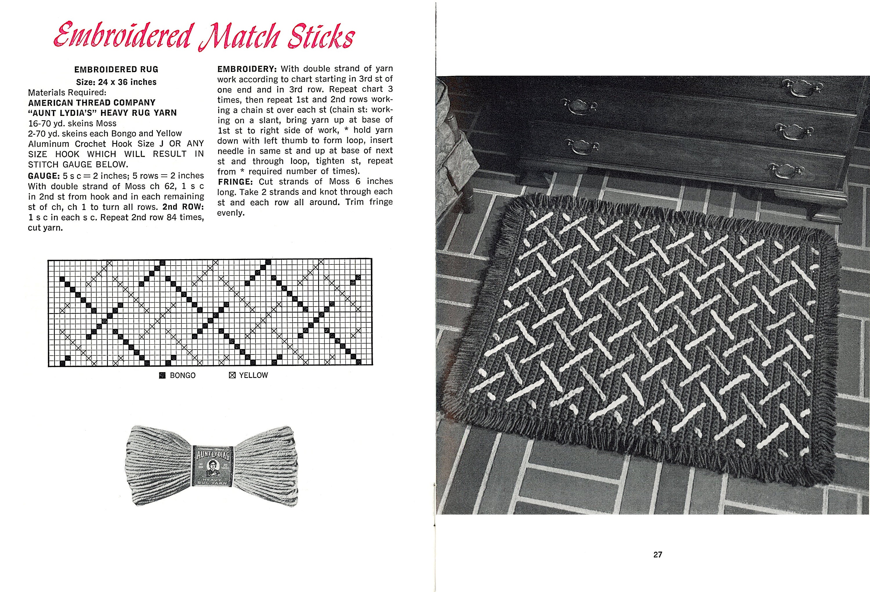 1960s Knit & Crochet With Aunt Lydias Heavy Rug Yarn 23 Crochet Pattern