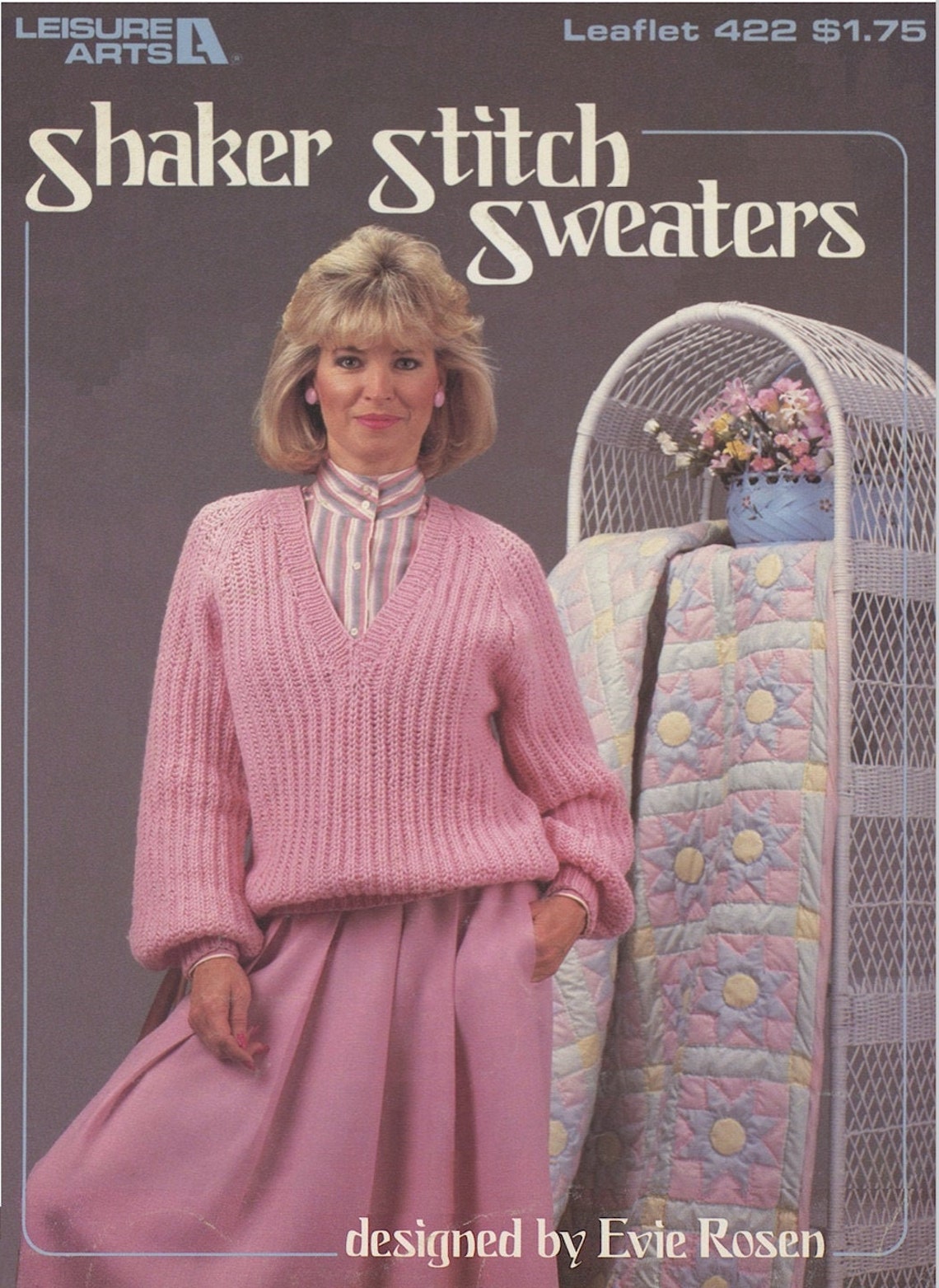 1986 Shaker Stitch Sweaters Knitting Patterns Leisure Arts Etsy