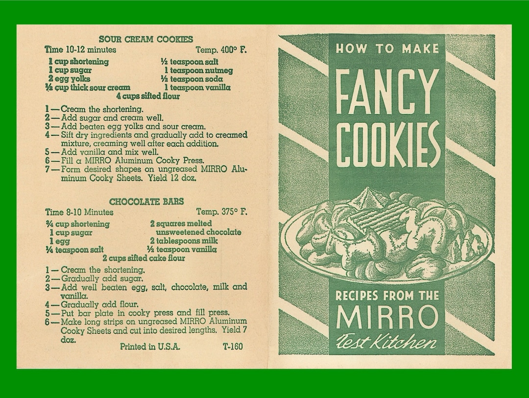 1940s Mirro How to Make Fancy Cookies 8 Recipe Booklet Instant PDF ...