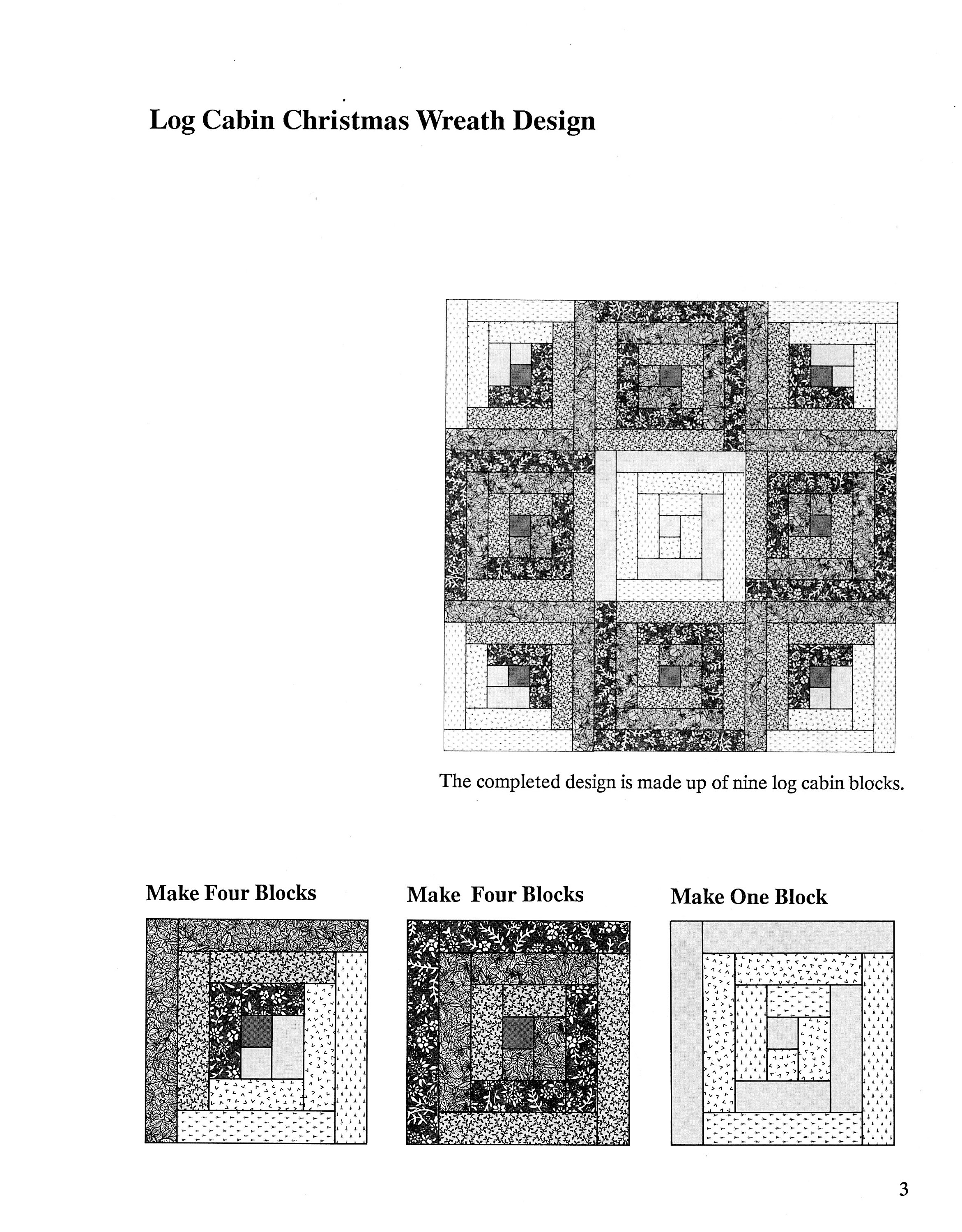 Log cabin christmas wreath pattern