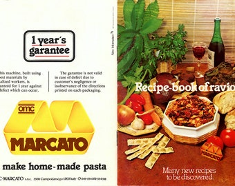 1983 Marcato Atlas Pasta Maker Pasta and Ravioli Recipes Instant Digital Download Italian Gourmet Cooking